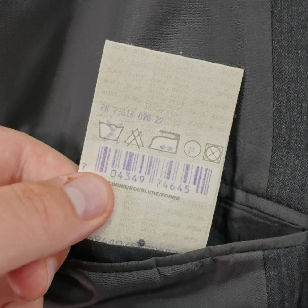 Boss Hugo Boss Super 100s Wool Gray Striped‎ 3 Button Blazer / Suit Jacket 40R